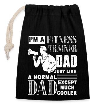 Fitness Trainer Fitness Trainer Dad - Closable cotton gift bag (14x20cm) - black - Front