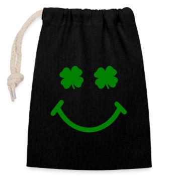 St Patricks Day Accessories Ireland Shamrock Decoration - Closable cotton gift bag (14x20cm) - black - Front
