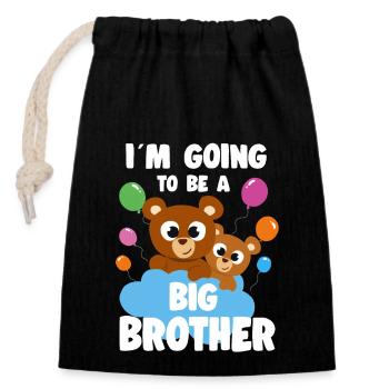 I'm Going To Be A Big Brother baby announcement - Closable cotton gift bag (14x20cm) - black - Front