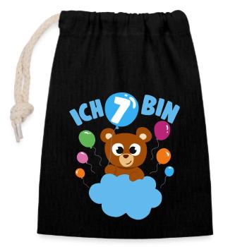 Teddybär Geburtstagshirt 5 Jahre Junge Geschenk - Verschließbarer Geschenkbeutel aus Baumwolle (14x20cm) - Schwarz - Vorne