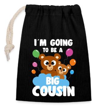 I'm Going To Be A Big Cousin baby announcement - Closable cotton gift bag (14x20cm) - black - Front