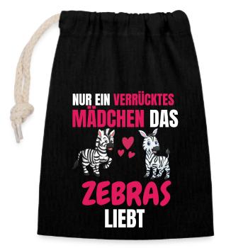 Tierliebhaber Mädchen Lustiges Geschenk Zebra - Verschließbarer Geschenkbeutel aus Baumwolle (14x20cm) - Schwarz - Vorne