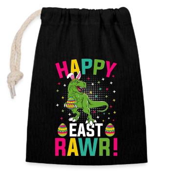 Happy East Rawr Pâques T-Rex - Sac cadeau en coton avec cordon (14 x 20 cm) - noir - Devant