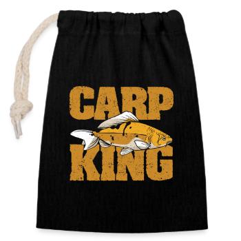 Carp King Fishing Fisherman Fisherman Angler Water - Closable cotton gift bag (14x20cm) - black - Front