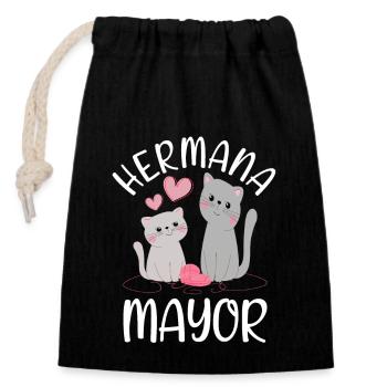 Niñas Dulce Gatito Futura Hermana Mayor - Verschließbarer Geschenkbeutel aus Baumwolle (14x20cm) - Schwarz - Vorne