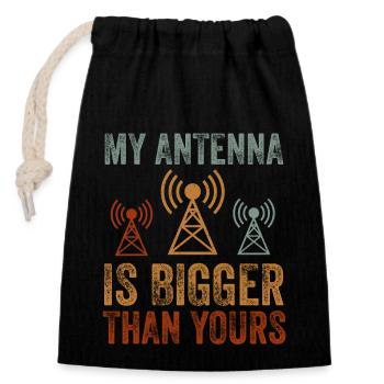 Mon antenne est plus grande que la vôtre - Sac cadeau en coton avec cordon (14 x 20 cm) - noir - Devant