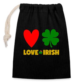 St Patricks Day Accessories Ireland Shamrock Decoration - Closable cotton gift bag (14x20cm) - black - Front