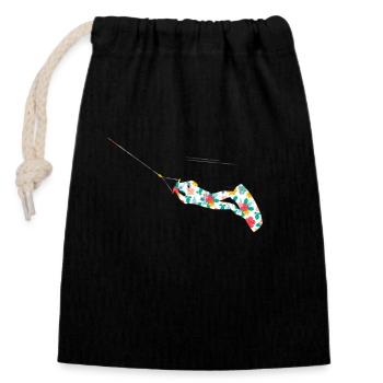 Wakeboard Summertime Floral Wakeboarding Colorful - Closable cotton gift bag (14x20cm) - black - Front