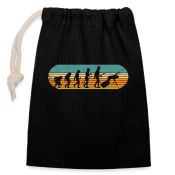 Retro Wakeboard Evolution of Man Wakeboarder - Closable cotton gift bag (14x20cm) - black - Front