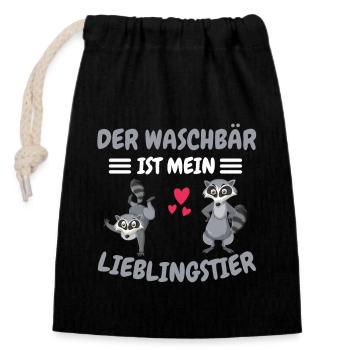 Waldbewohner Tier Lieblingstier Geschenk Waschbär - Verschließbarer Geschenkbeutel aus Baumwolle (14x20cm) - Schwarz - Vorne