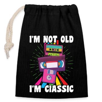 I'm not Old I'm Classic Retro 80s 90s Vintage VHS - Verschließbarer Geschenkbeutel aus Baumwolle (14x20cm) - Schwarz - Vorne