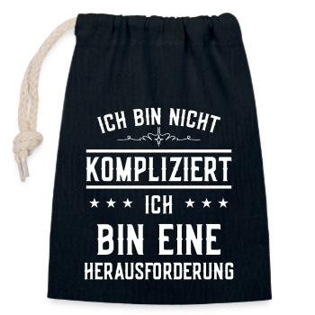 Ich bin nicht kompliziert - Design - Verschließbarer Geschenkbeutel aus Baumwolle (14x20cm) - Navy - Vorne