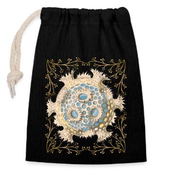 Illustration maritime vintage, créatures marines - Sac cadeau en coton avec cordon (14 x 20 cm) - noir - Devant