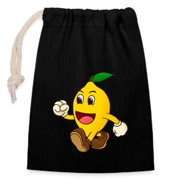 Lemon walking - Closable cotton gift bag (14x20cm) - black - Front