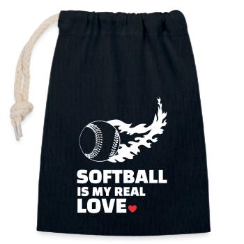 Ich Liebe Softball - Verschließbarer Geschenkbeutel aus Baumwolle (14x20cm) - Navy - Vorne