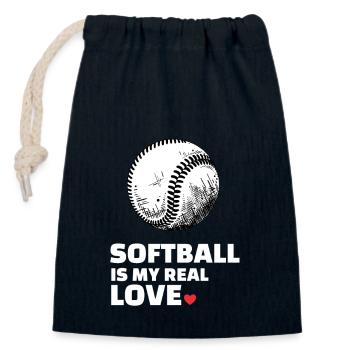 I love softball - Closable cotton gift bag (14x20cm) - navy - Front