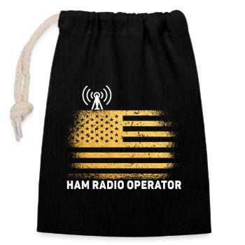Ham Radio Operator US Flag - Closable cotton gift bag (14x20cm) - black - Front