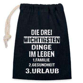 Urlaub - Verschließbarer Geschenkbeutel aus Baumwolle (14x20cm) - Navy - Vorne