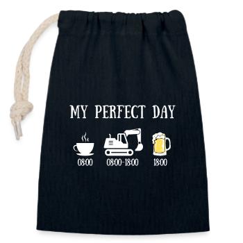 Mein perfekter Tag Baggermann Humor Baustelle - Verschließbarer Geschenkbeutel aus Baumwolle (14x20cm) - Navy - Vorne