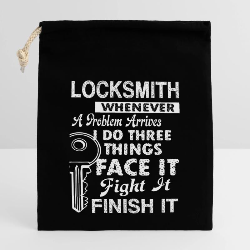 Locksmith Locksmith Solves Problem Closable cotton gift bag (14x20cm)