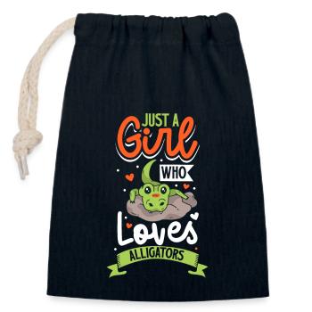 Alligator Crocodile Animal Reptile Zoo Lézard Love - Sac cadeau en coton avec cordon (14 x 20 cm) - bleu marine - Devant