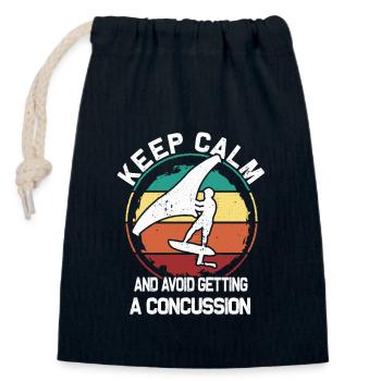 Wing Foiling Surf Surfing Surfer Wingsurfer - Closable cotton gift bag (14x20cm) - navy - Front