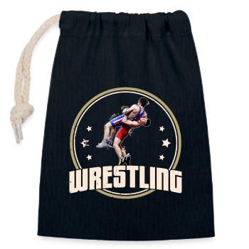Lutte libre Lutte Lutte Martiale Arts Martiaux - Sac cadeau en coton avec cordon (14 x 20 cm) - bleu marine - Devant