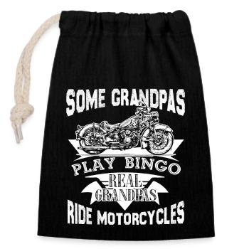 Motocycle Real Grandpas Ride Motocycles - Closable cotton gift bag (14x20cm) - black - Front