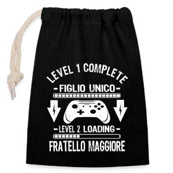 Fratello Maggiore Chargement Figlio Unico Complete - Sac cadeau en coton avec cordon (14 x 20 cm) - noir - Devant