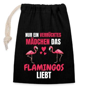 Tropisches Tier Mädchen Lustiges Geschenk Flamingo - Verschließbarer Geschenkbeutel aus Baumwolle (14x20cm) - Schwarz - Vorne