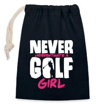 Golfspielerin Golf Golfverein Golfplatz Golfsport - Verschließbarer Geschenkbeutel aus Baumwolle (14x20cm) - Navy - Vorne
