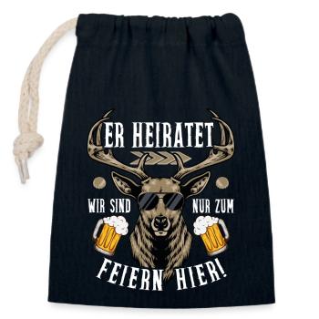 Er Heiratet Bräutigam Polterabend Feiern JGA - Verschließbarer Geschenkbeutel aus Baumwolle (14x20cm) - Navy - Vorne