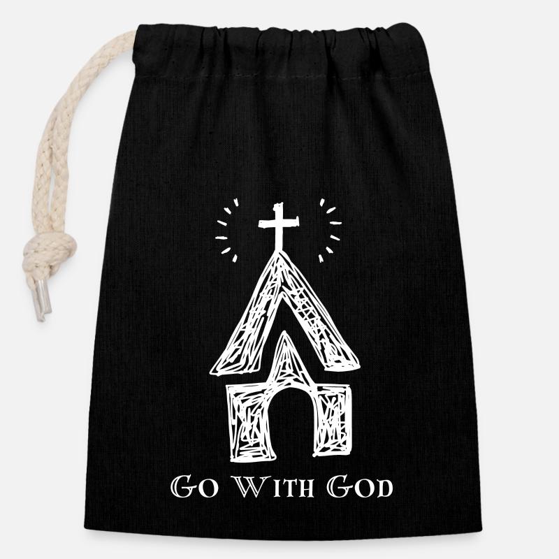 Jesus Christus, Kirche, Glaube christlicher Spruch - Verschließbarer Geschenkbeutel aus Baumwolle (14x20cm) - Schwarz