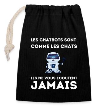 Les chatbots sont comme les chats - Sac cadeau en coton avec cordon (14 x 20 cm) - noir - Devant