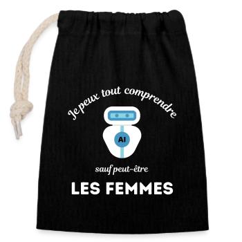 Intelligence Artificielle - Sac cadeau en coton avec cordon (14 x 20 cm) - noir - Devant