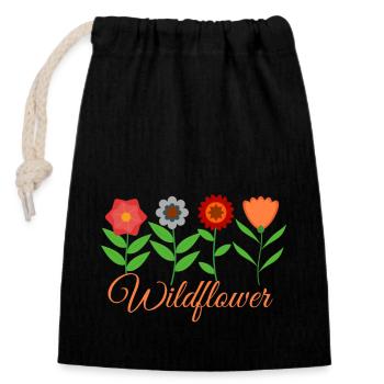 Wildflower vintage colorful - Closable cotton gift bag (14x20cm) - black - Front