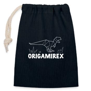 Lustiger Origamirex-Papierfalter für einen - Verschließbarer Geschenkbeutel aus Baumwolle (14x20cm) - Navy - Vorne