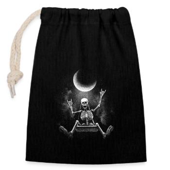 Oscillating lunar rock skeleton - Closable cotton gift bag (14x20cm) - black - Front