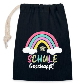 Schule Geschafft Schulabsolvent Schulabgänger - Verschließbarer Geschenkbeutel aus Baumwolle (14x20cm) - Navy - Vorne