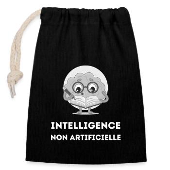 Intelligence Non Artificielle - tshirt drole - Sac cadeau en coton avec cordon (14 x 20 cm) - noir - Devant