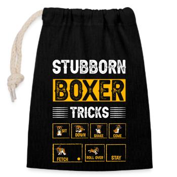 Stubborn Boxer Tricks - Closable cotton gift bag (14x20cm) - black - Front