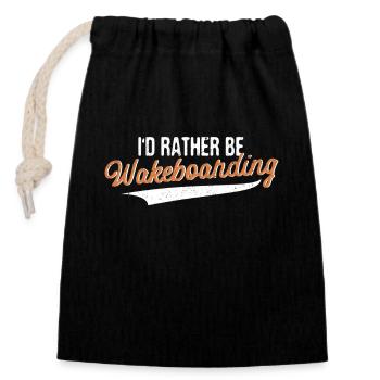 I'd Rather Be Wakeboarding Funny Wakeboarder - Closable cotton gift bag (14x20cm) - black - Front