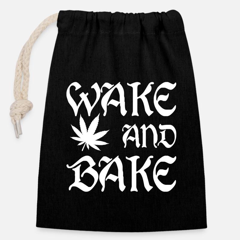 MARIHUANA SMOKE 420 CANNABIS WEED HANF DESIGN - Verschließbarer Geschenkbeutel aus Baumwolle (14x20cm) - Schwarz
