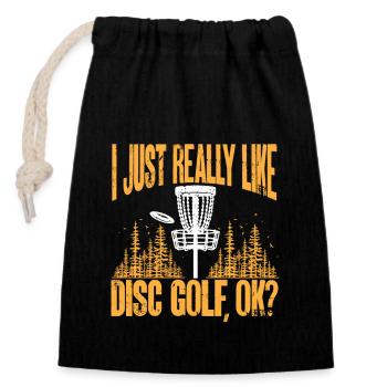 Discgolf Disc Golf Frisbee - Verschließbarer Geschenkbeutel aus Baumwolle (14x20cm) - Schwarz - Vorne