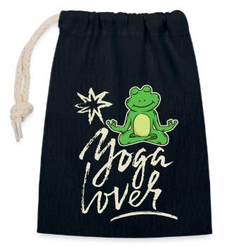 Funny yoga frog, saying yoga lover - Closable cotton gift bag (14x20cm) - navy - Front