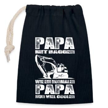 Papa Mit Bagger Wie Ein Normaler Papa Nur Cooler - Verschließbarer Geschenkbeutel aus Baumwolle (14x20cm) - Navy - Vorne