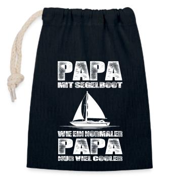 Papa Mit Segelboot Wie Ein Normaler Papa Nur Cool - Verschließbarer Geschenkbeutel aus Baumwolle (14x20cm) - Navy - Vorne