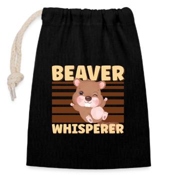 Beaver Fan Beaver Lover Funny Beaver Gift - Closable cotton gift bag (14x20cm) - black - Front