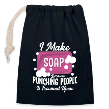 Je fais du savon parce que frapper les gens savonnier savonnier - Sac cadeau en coton avec cordon (14 x 20 cm) - bleu marine - Devant