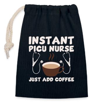 Infirmière en soins intensifs pédiatriques et café - Sac cadeau en coton avec cordon (14 x 20 cm) - bleu marine - Devant